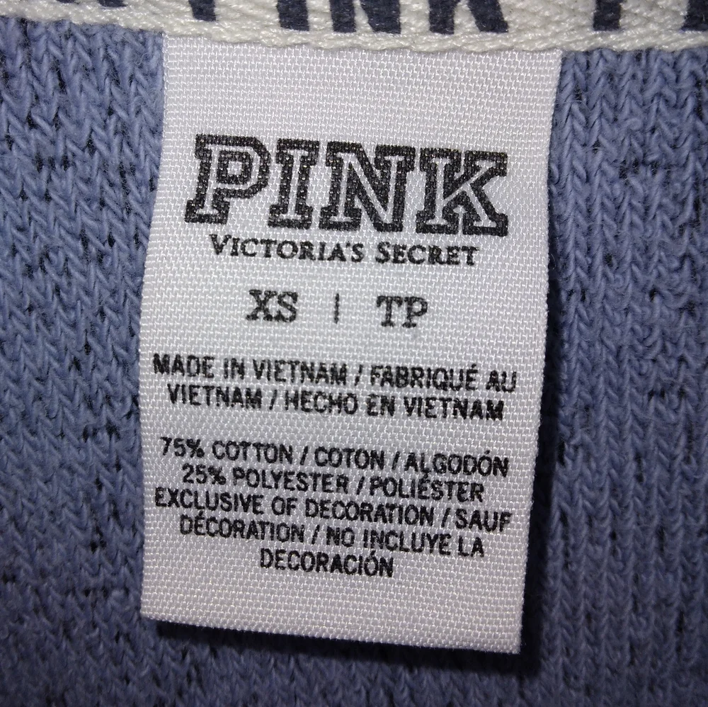 [SOLD] PINK Victoria's Secret Mock Neck Stadium Sweater in Blue - Picture 5 of 10